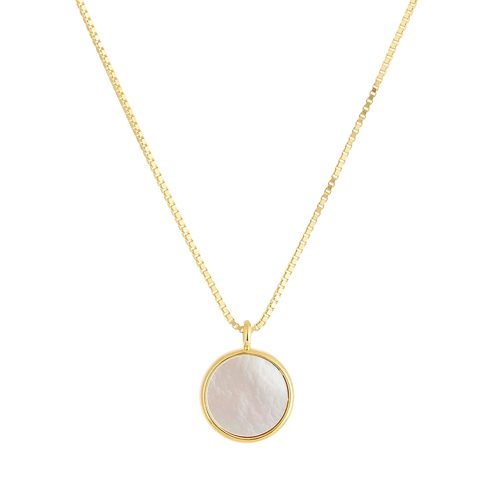 White Mother of Pearl Round Sliced Necklace