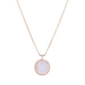 Blue Lace Agate Round Sliced Necklace