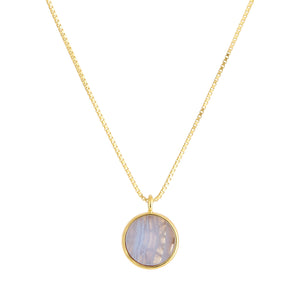 Blue Lace Agate Round Sliced Necklace