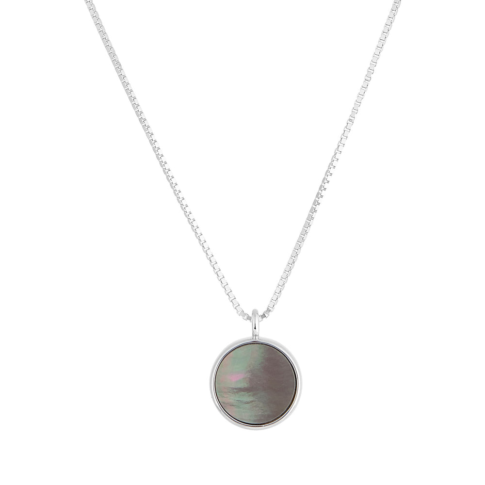 Grey Mother of Pearl Round Sliced Necklace