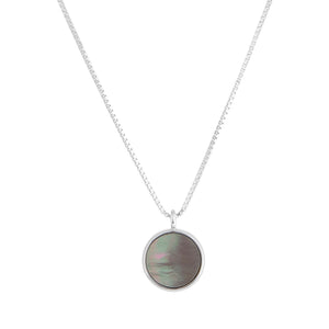 Grey Mother of Pearl Round Sliced Necklace