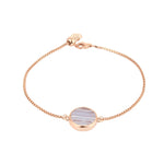 Blue Lace Agate Round Sliced Adjustable Bracelet