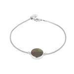 Grey Mother of Pearl Round Sliced Adjustable Bracelet