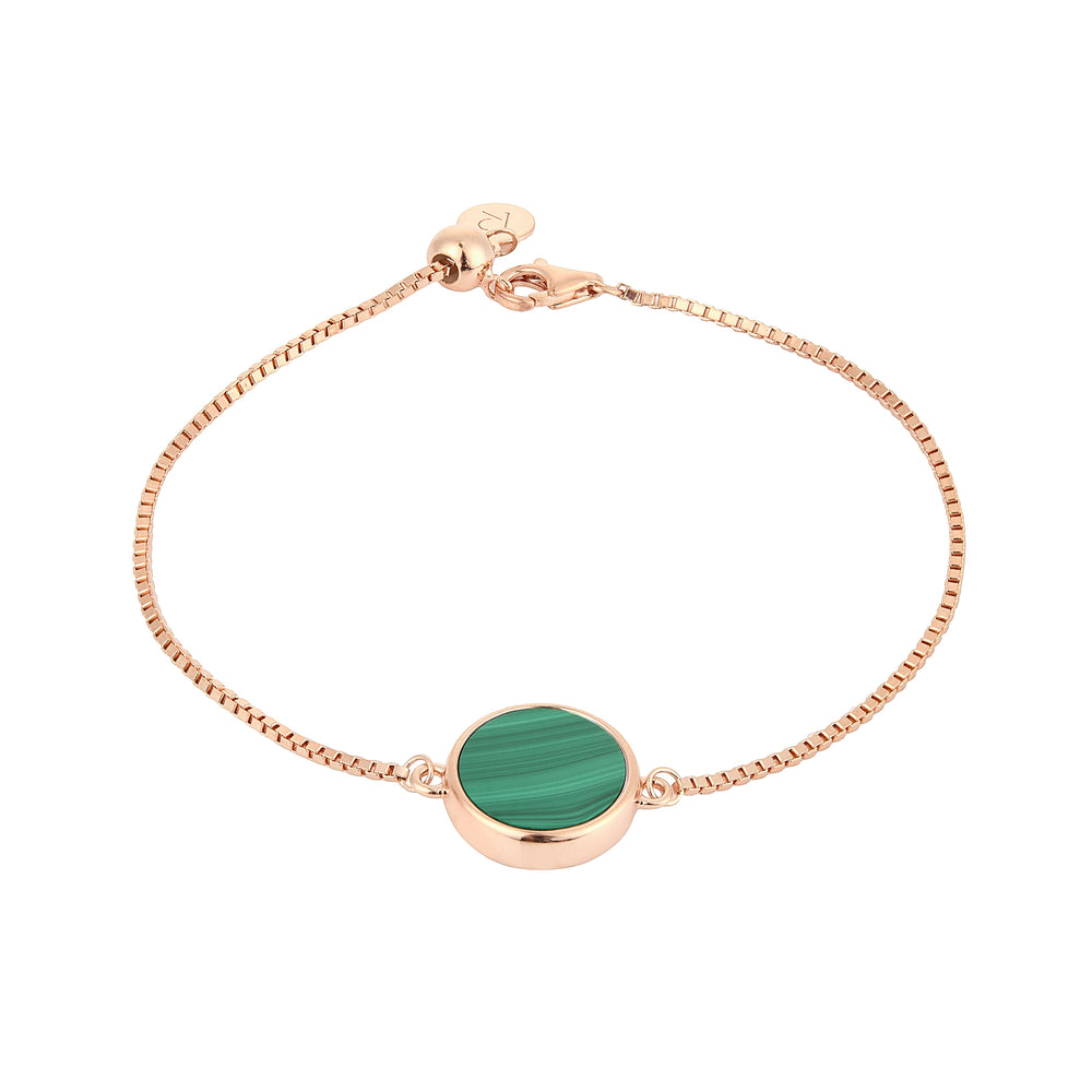 Malachite Round Sliced Adjustable Bracelet