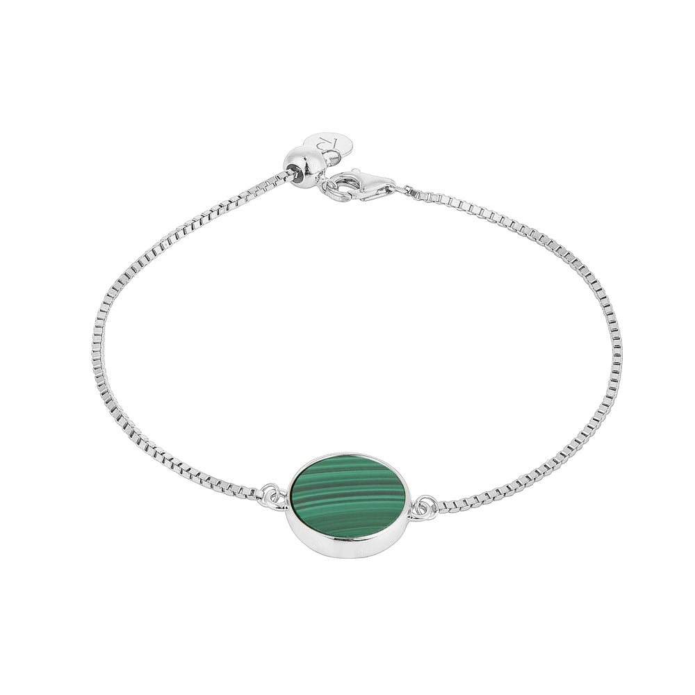 Malachite Round Sliced Adjustable Bracelet