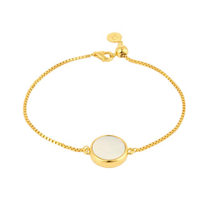 White Mother of Pearl Round Sliced Adjustable Bracelet