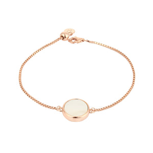 White Mother of Pearl Round Sliced Adjustable Bracelet