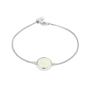 White Mother of Pearl Round Sliced Adjustable Bracelet