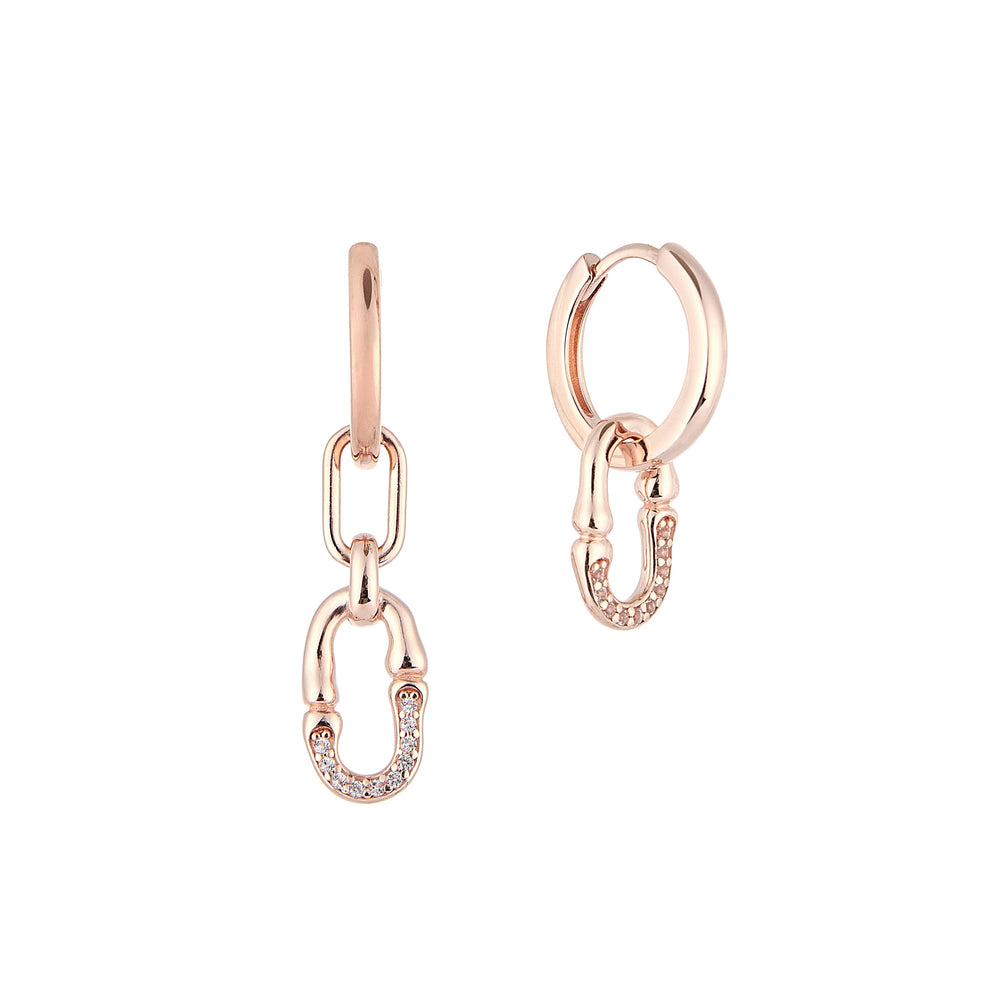 Strength White Topaz Chain Huggie Earrings