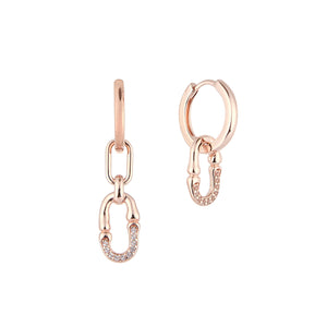 Strength White Topaz Chain Huggie Earrings