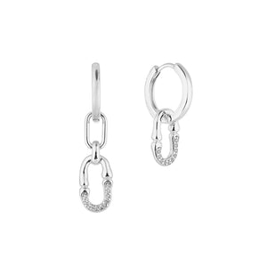 Strength White Topaz Chain Huggie Earrings