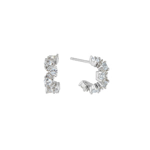 Stellar White Topaz Half Hoop Earrings