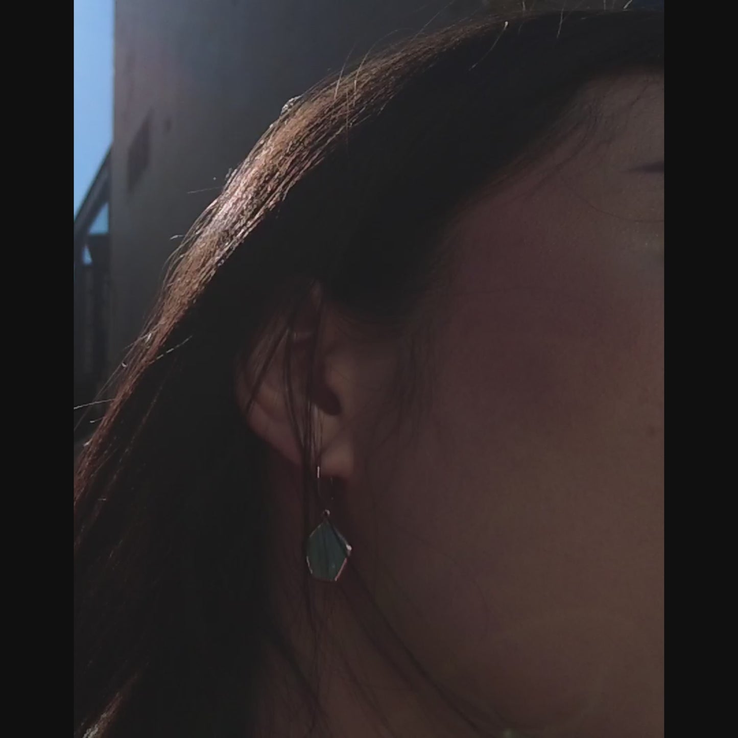 Aqua Chalcedony Faceted Briolette Hook Earrings on model in video