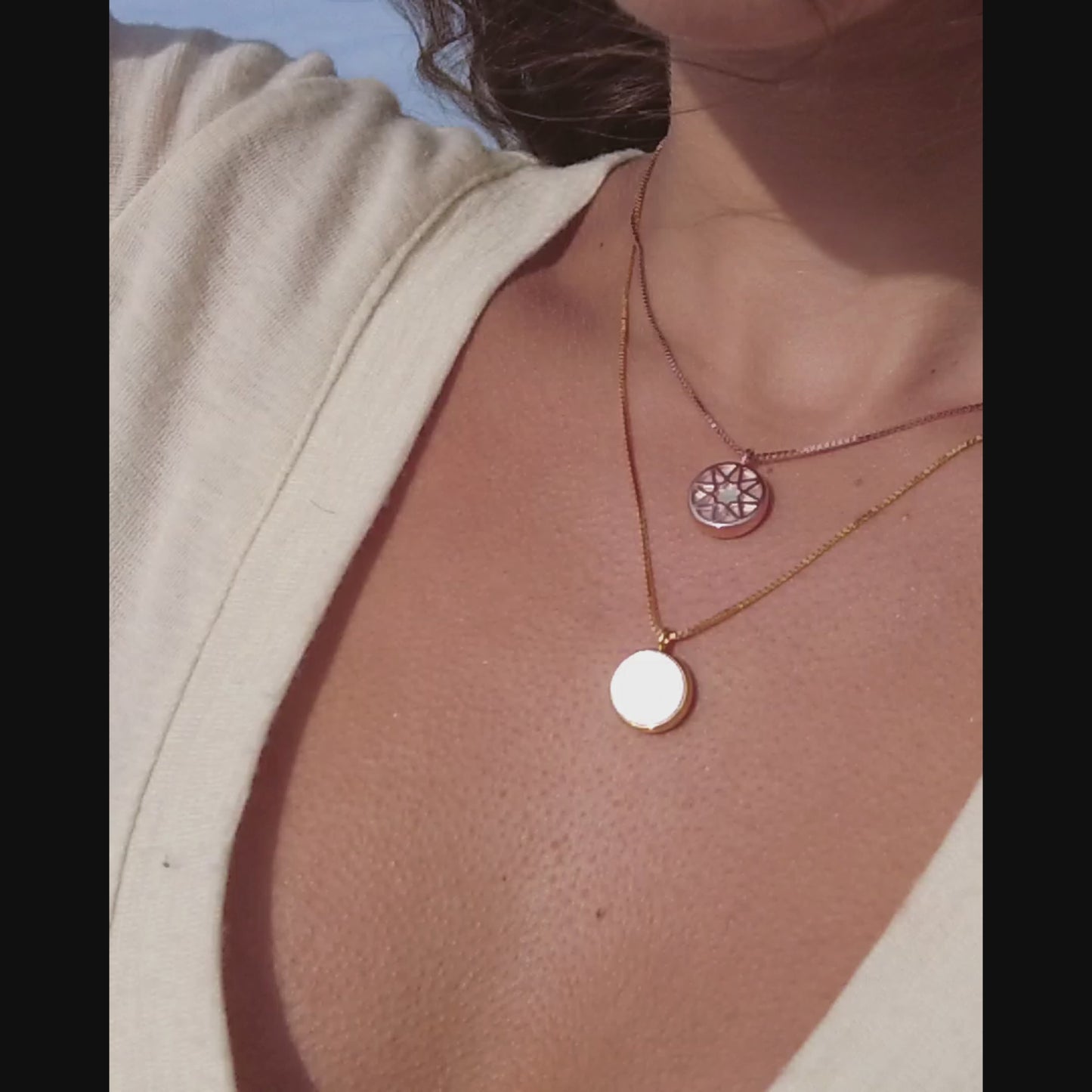 White Mother of Pearl Round Sliced Necklace