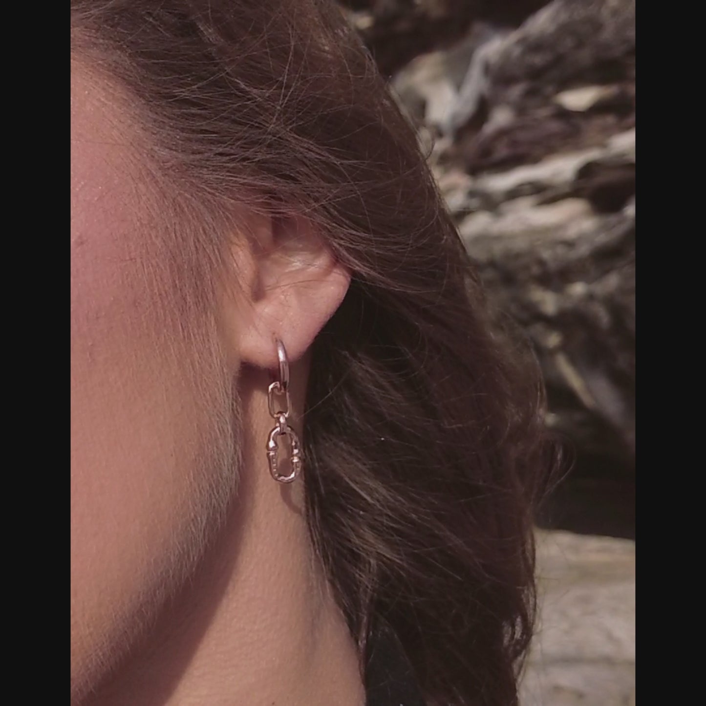 Strength White Topaz Chain Huggie Earrings