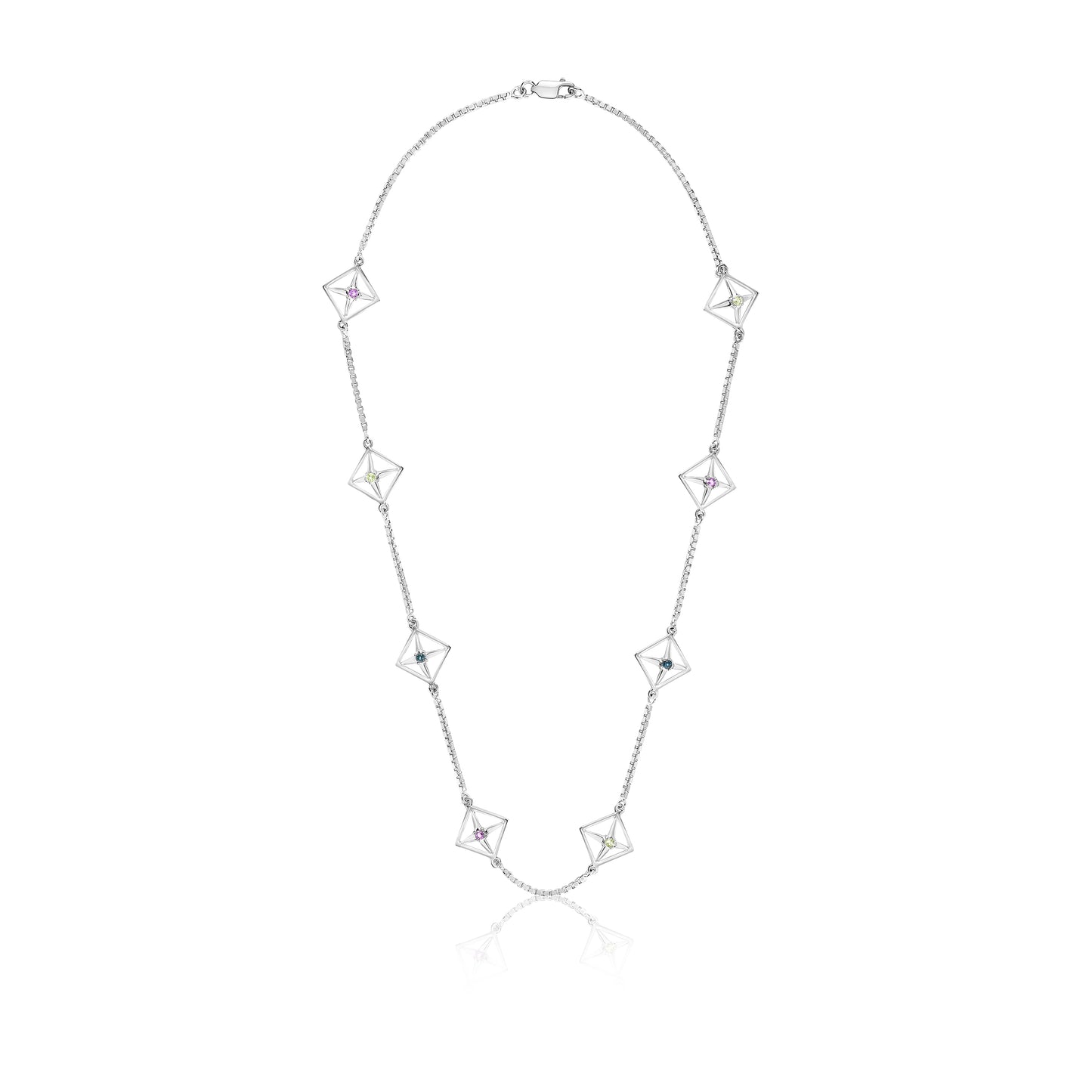 Ethereal geometric sterling silver motif necklace