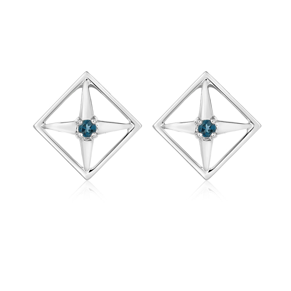 London blue topaz pyramid earrings