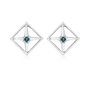 London blue topaz pyramid earrings