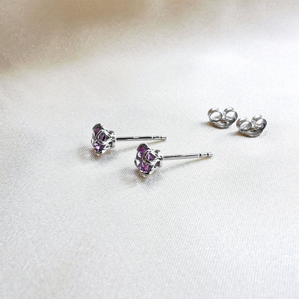
                
                    Load image into Gallery viewer, Amethyst round stud earrings
                
            