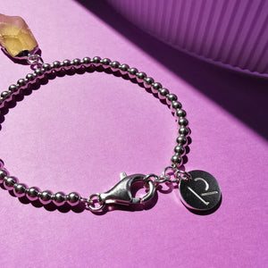 Sterling Silver Rough Cut Gemstone Beaded Bracelet 