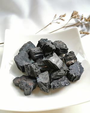 Black tourmaline rough stones