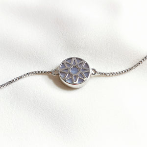8 point star Blue Lace Agate Sliced Gemstone Sterling Silver Bracelet 