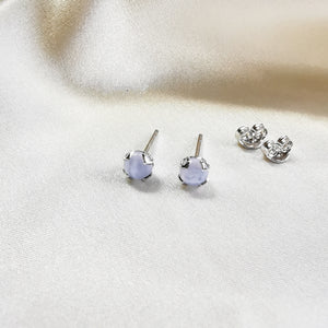 Blue Lace Agate Round Stud Earrings