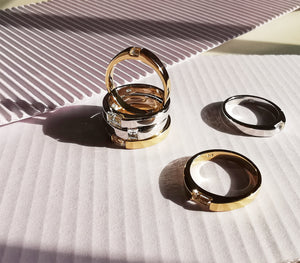 Gold and Silver Oval Cut White Topaz Rings