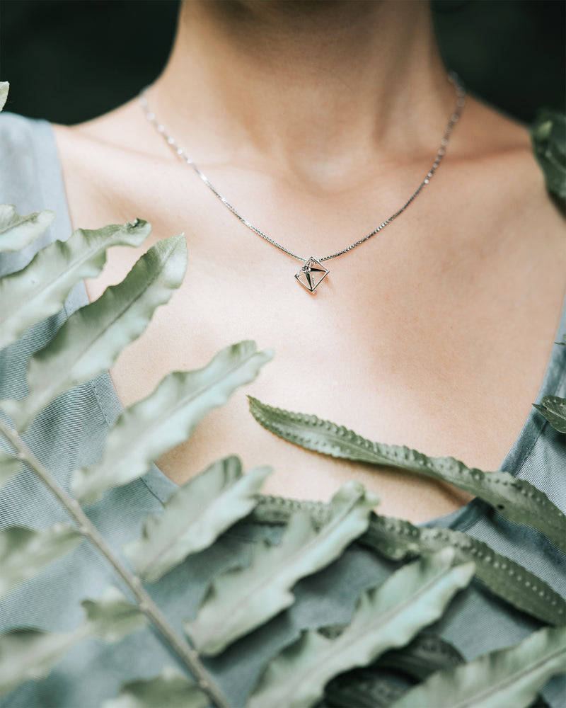 Ethereal geometric sterling silver pendant necklace