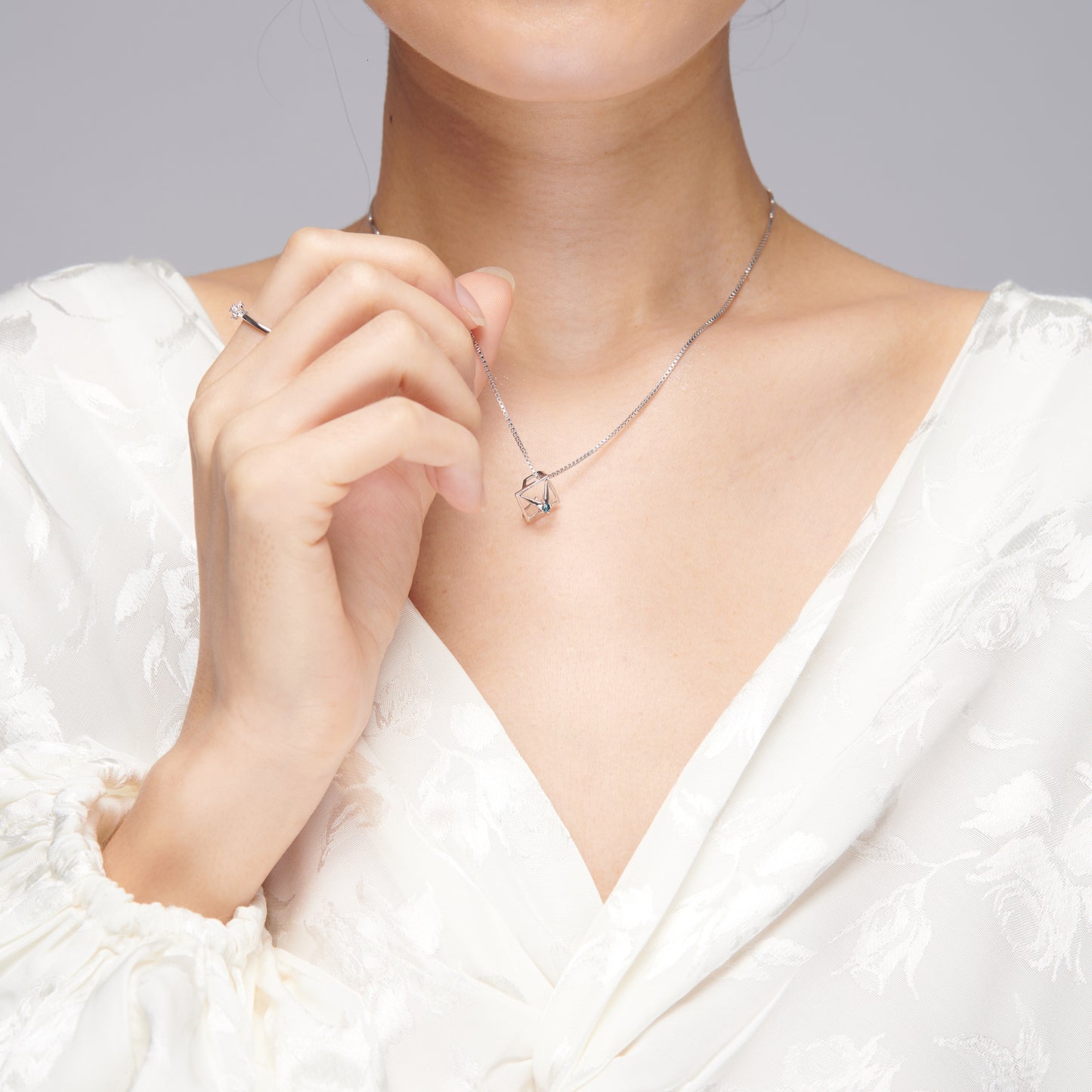 Ethereal geometric sterling silver pendant necklace