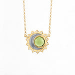 Peridot Rose Cut Cabochon Celestial Birthstone Necklace - August