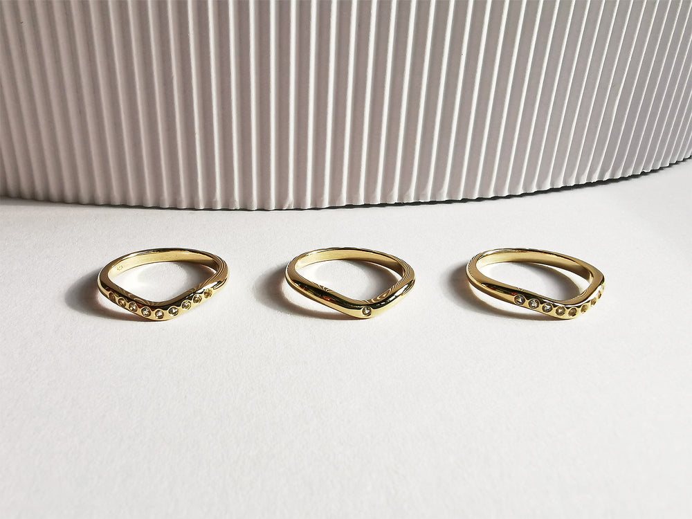 Contemporary 14K Gold Stack Trio Ring