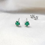 Green Onyx Round Stud Earrings - Sterling Silver