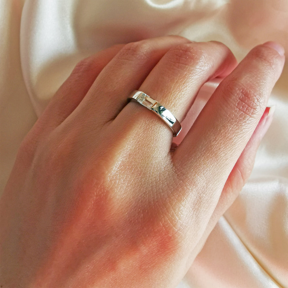 Sterling silver White topaz baguette ring