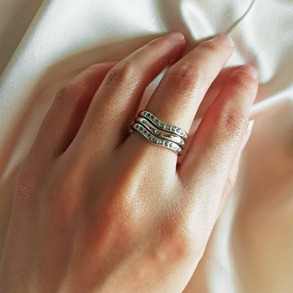 Lauren Trio Stack White Topaz Ring - Gold Plated
