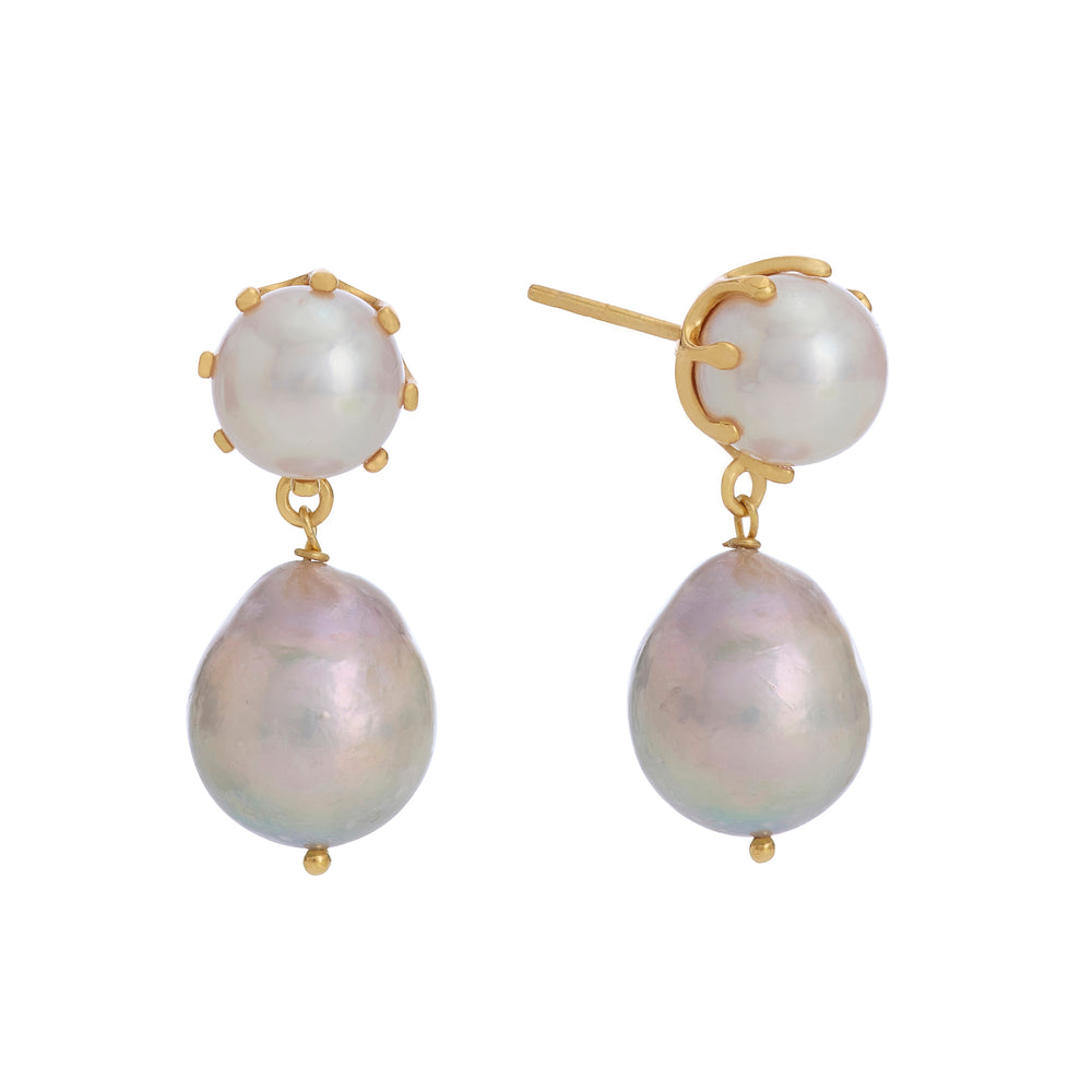 Embrace White Fresh Water Pearl Dangle Earrings - 18K Gold Vermeil