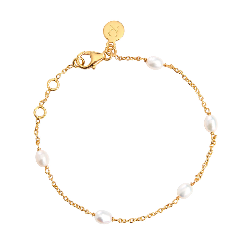 Fresh water pearl 18K gold vermeil chain bracelet 