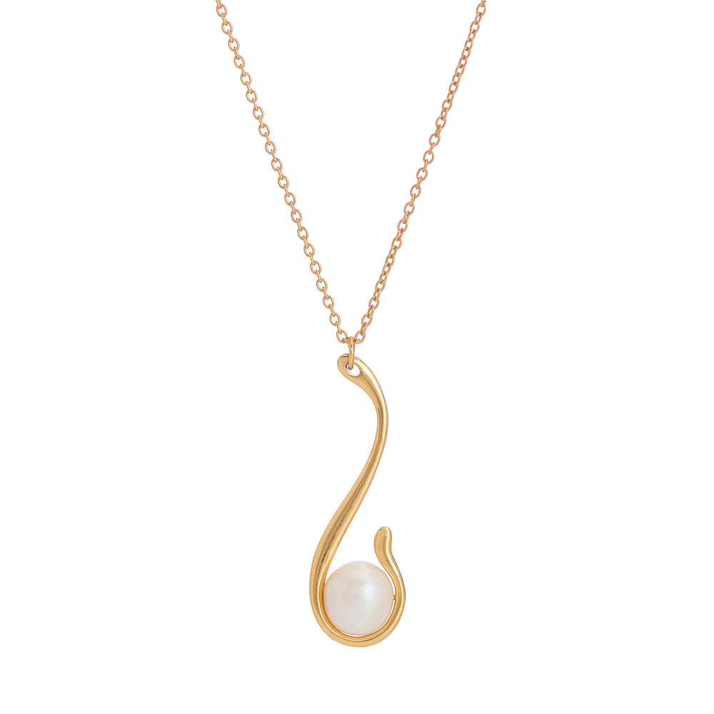 
                
                    Load image into Gallery viewer, Fresh water pearl contemporary 18K gold vermeil necklace
                
            