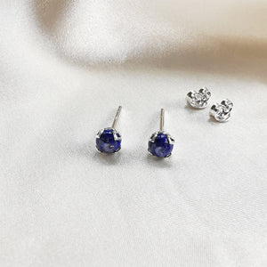 
                
                    Load image into Gallery viewer, Lapis Lazuli Round Stud Earrings
                
            