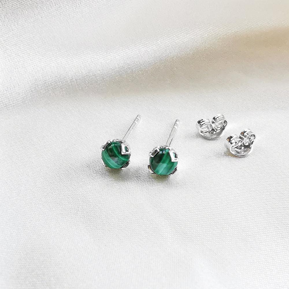 
                
                    Load image into Gallery viewer, Malachite Round Stud Earrings
                
            