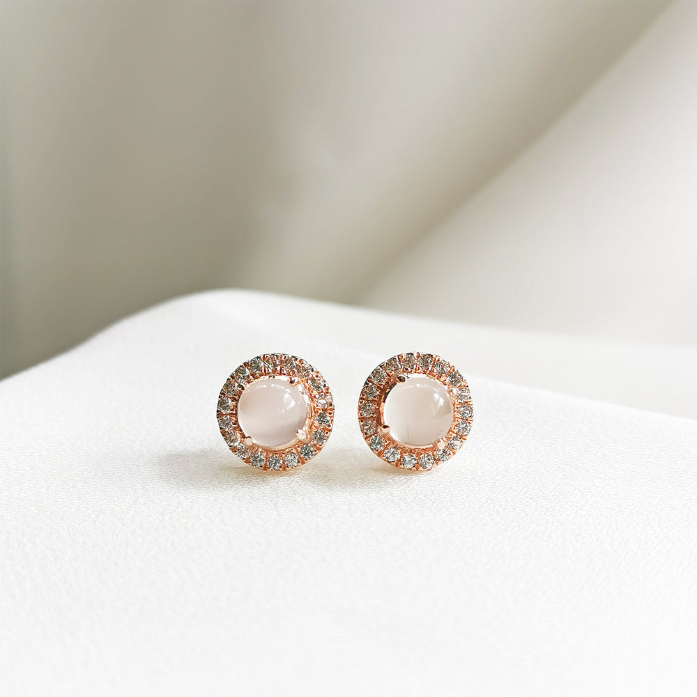 
                
                    Load image into Gallery viewer, Moonstone Halo Stud Earrings
                
            