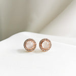 Piper Moonstone Halo Stud Earrings - Rose Gold Plated