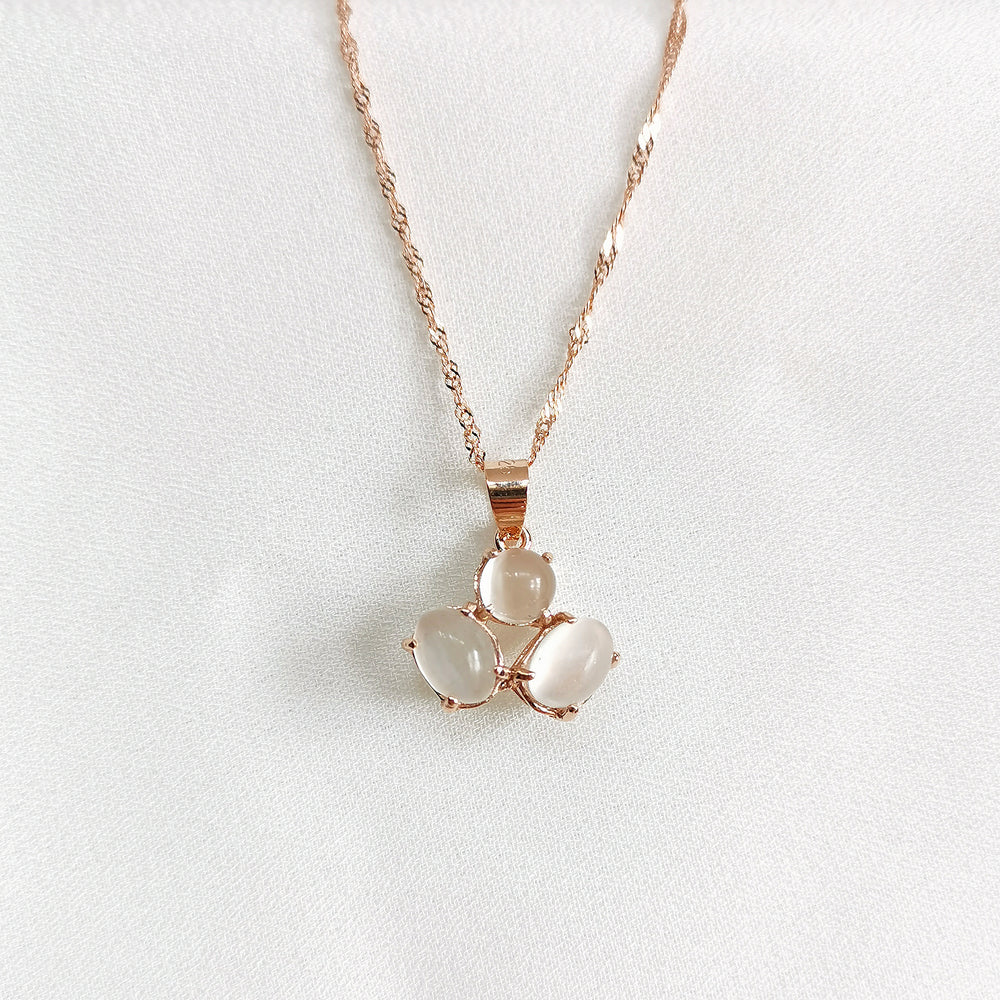 Audrey Moonstone Trio Necklace - Rose Gold Plated