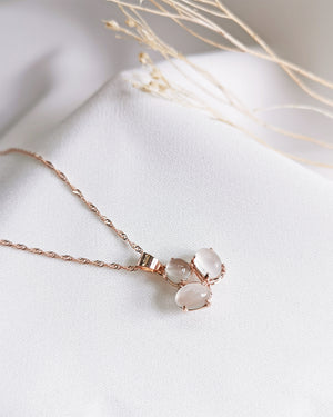 
                
                    Load image into Gallery viewer, Audrey Moonstone Trio Necklace - Rose Gold Plated
                
            