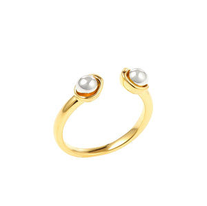 Seed inspired Two Tone Gold Silver Open Ring 