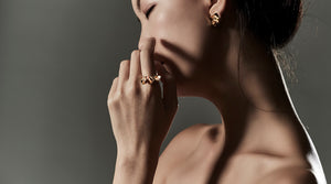 Gold Victory Ring with Matching Earrings