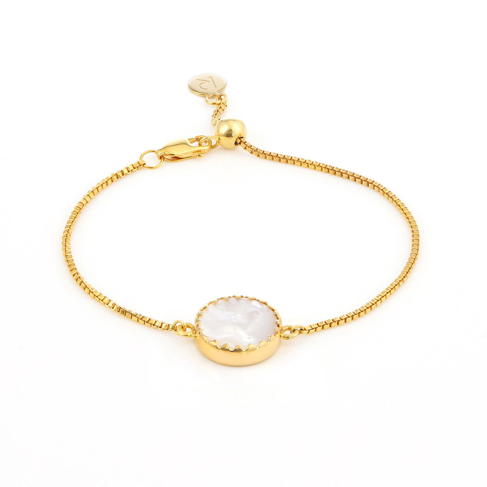Mother of Pearl Adjustable Bracelet - 18K Gold Plated