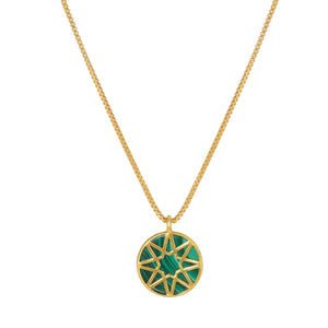 
                
                    Load image into Gallery viewer, 8 point star Malachite sliced gemstone necklace
                
            