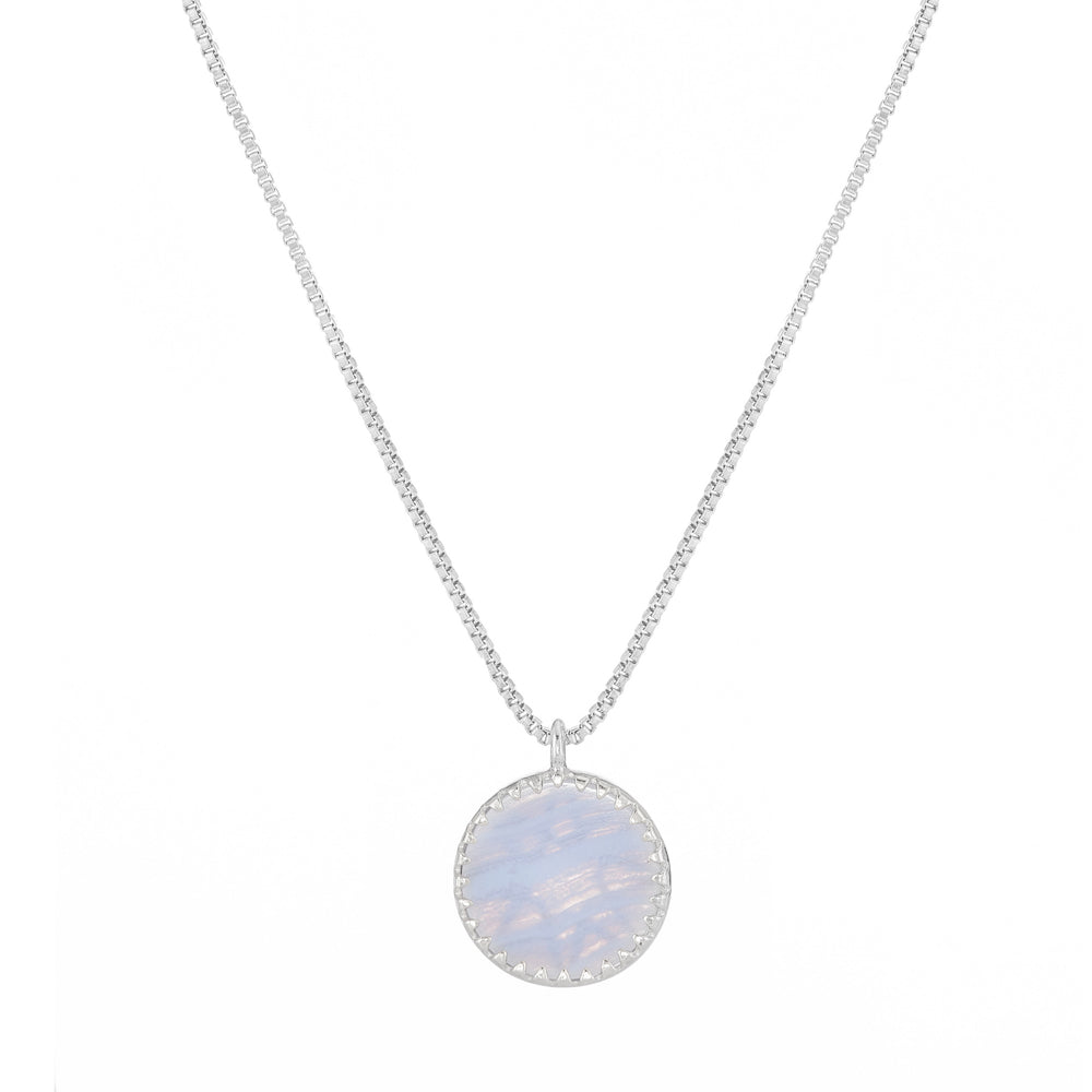 
                
                    Load image into Gallery viewer, Blue Lace Agate Gemstone Necklace - Sterling Silver
                
            