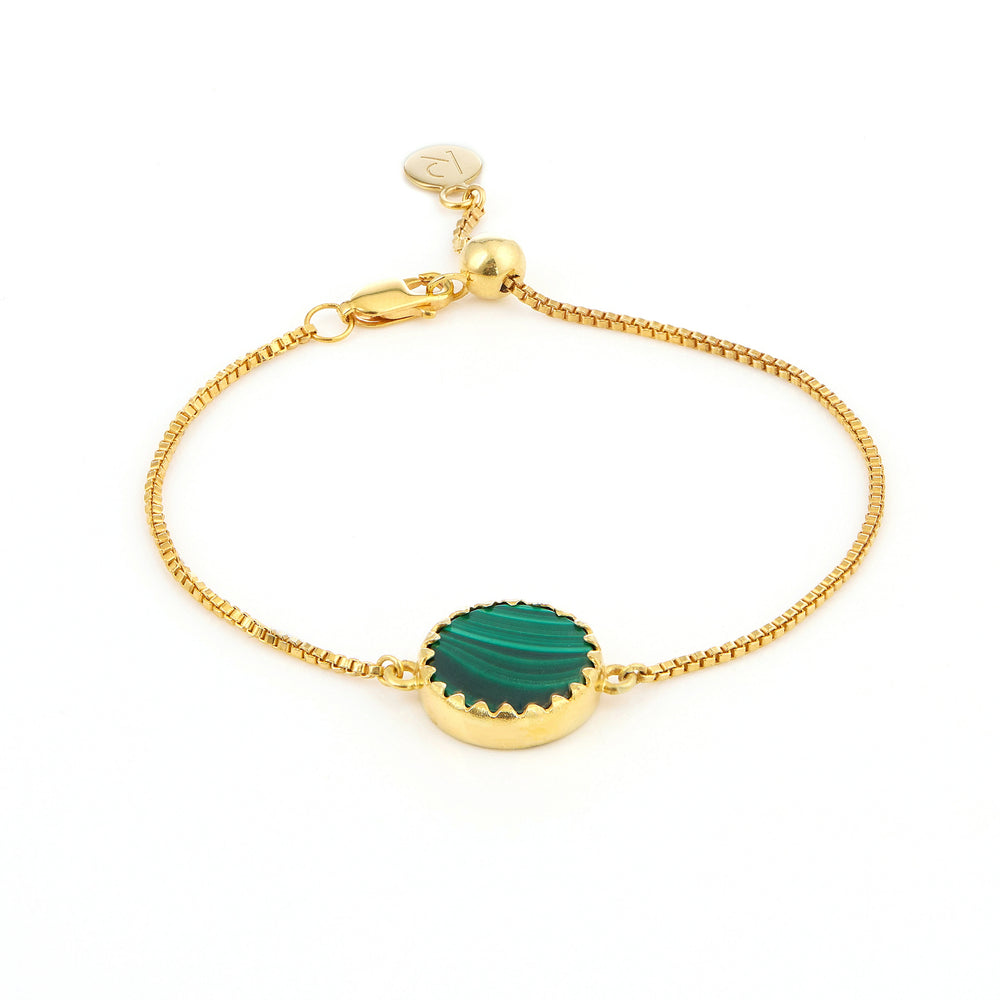 Malachite sliced gemstone adjustable  bracelet